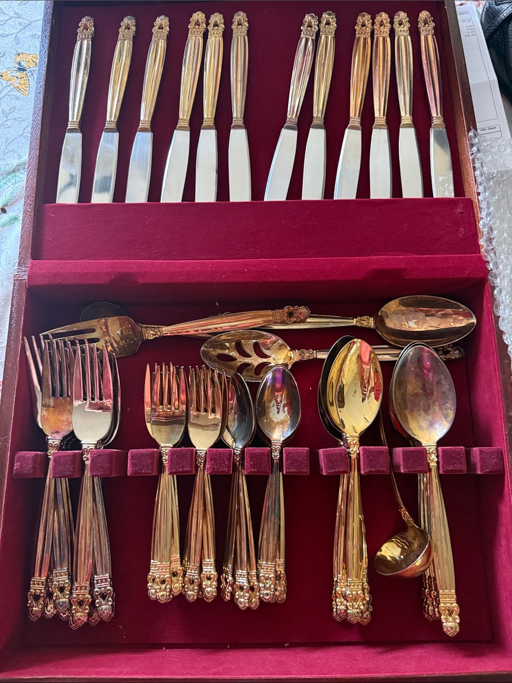 Vintage Godinger Gold Plated Flatware 65 piece Set